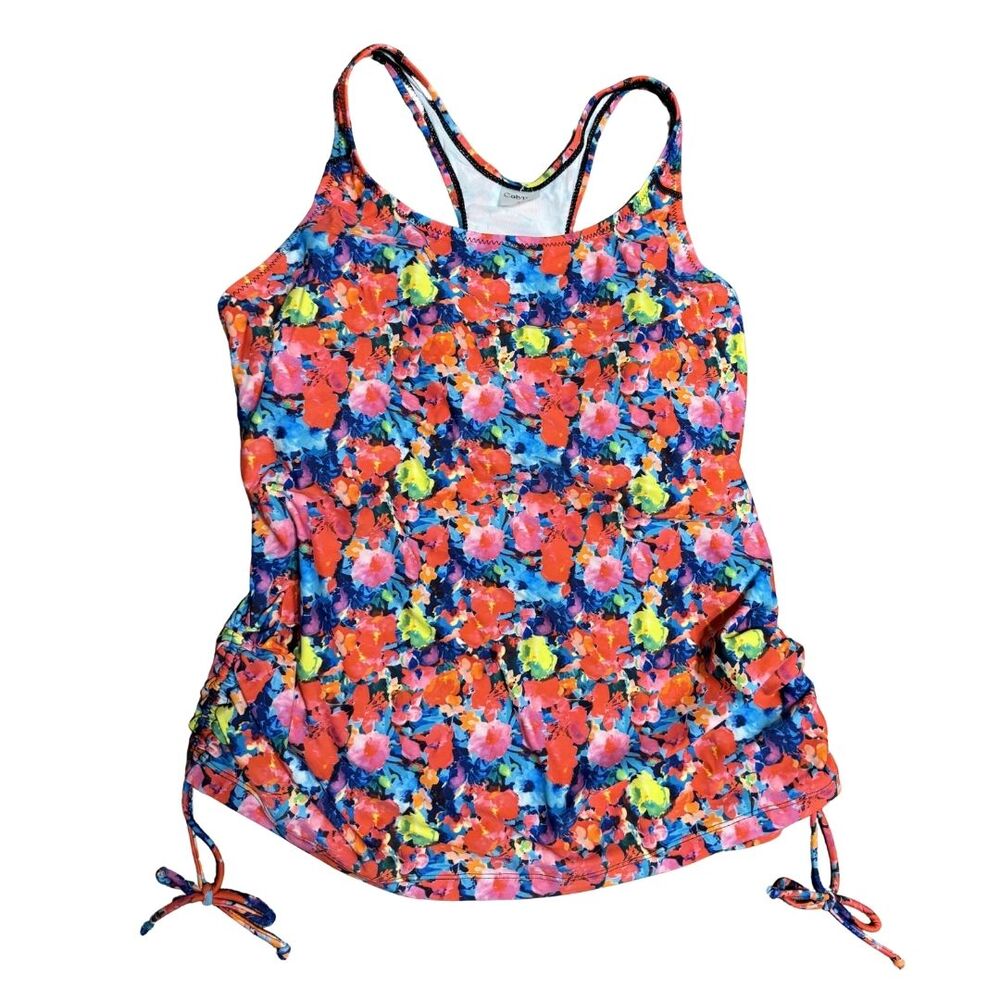 CALYPSA Maya Racerback Adjustable Side Tankini Floral Swim Suit Top NWT XL - Picture 3 of 7